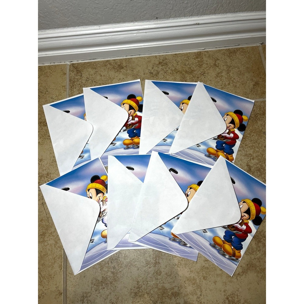 Vintage 2000 Disney Mickey Mouse Pluto Christmas Cards Ice Skating Lot of 8